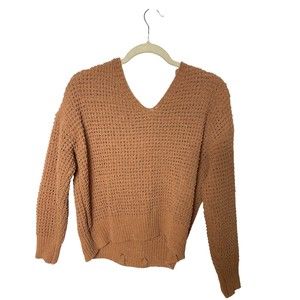 Belledu jour Women’s knitted long sleeves shirt  Brown Size Large